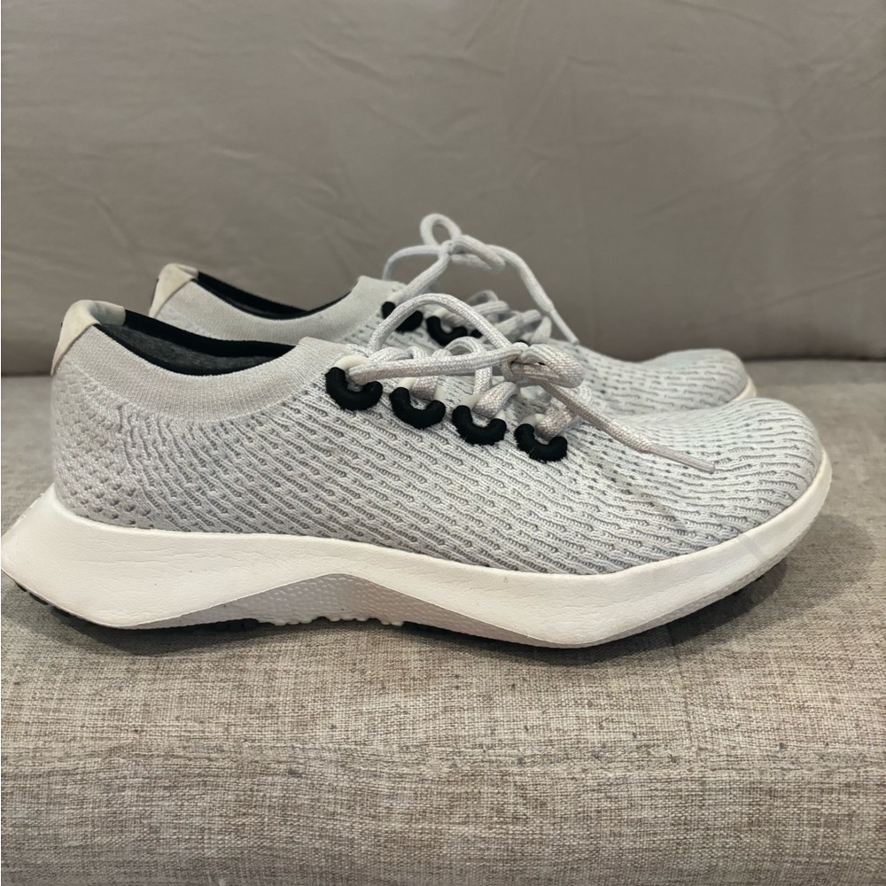 Allbirds Gray and White Athletic Shoes with Knit Mesh Upper